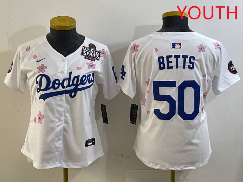 Youth Los Angeles Dodgers #50 Betts Sakura Edition 2025 Nike MLB Jersey style 1->youth mlb jersey->Youth Jersey